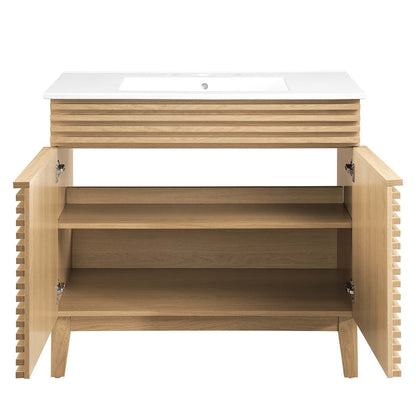 Render 36" Bathroom Vanity by Modway - Charcoal White / Oak White / Walnut White