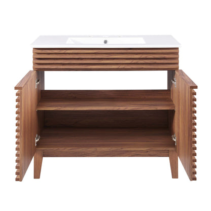 Render 36" Bathroom Vanity by Modway - Charcoal White / Oak White / Walnut White