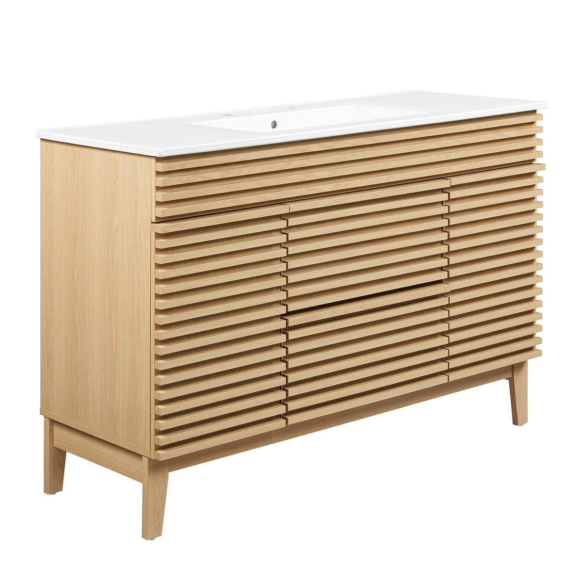Render 48" Single Sink Bathroom Vanity by Modway - Oak White / Walnut White