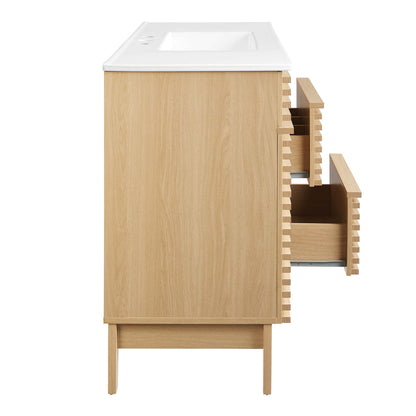 Render 48" Single Sink Bathroom Vanity by Modway - Oak White / Walnut White