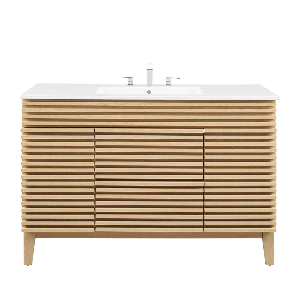 Render 48" Single Sink Bathroom Vanity by Modway - Oak White / Walnut White