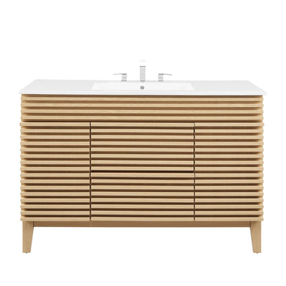 Render 48" Single Sink Bathroom Vanity by Modway - Oak White / Walnut White