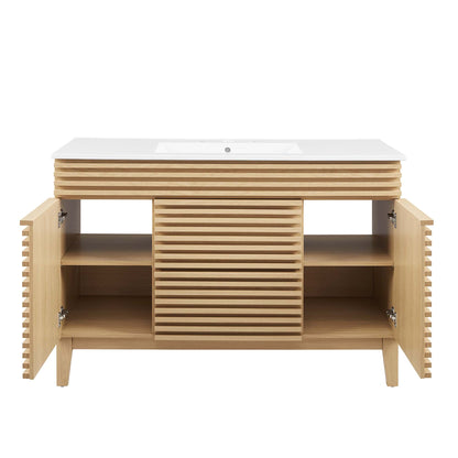 Render 48" Single Sink Bathroom Vanity by Modway - Oak White / Walnut White