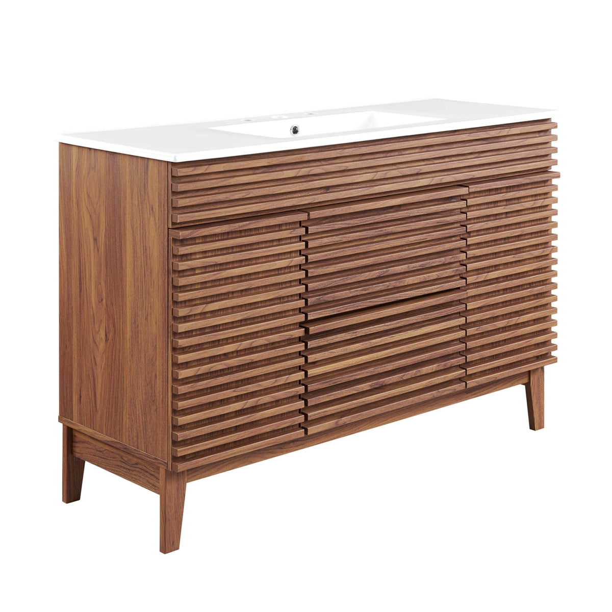 Render 48" Single Sink Bathroom Vanity by Modway - Oak White / Walnut White