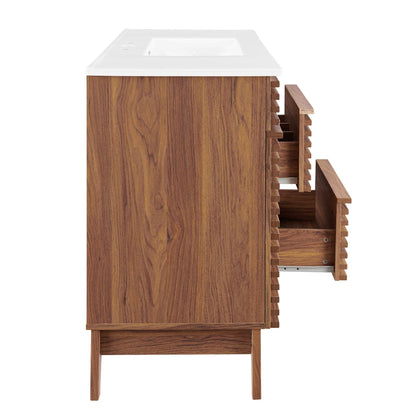 Render 48" Single Sink Bathroom Vanity by Modway - Oak White / Walnut White