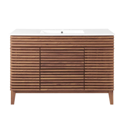 Render 48" Single Sink Bathroom Vanity by Modway - Oak White / Walnut White