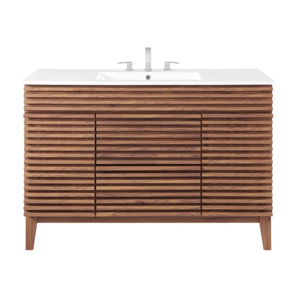Render 48" Single Sink Bathroom Vanity by Modway - Oak White / Walnut White