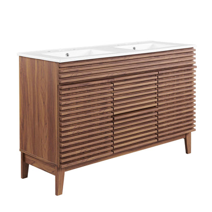 Render 48" Double Sink Bathroom Vanity by Modway - Walnut White