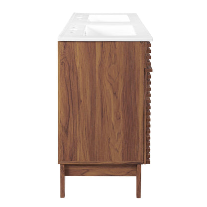 Render 48" Double Sink Bathroom Vanity by Modway - Walnut White