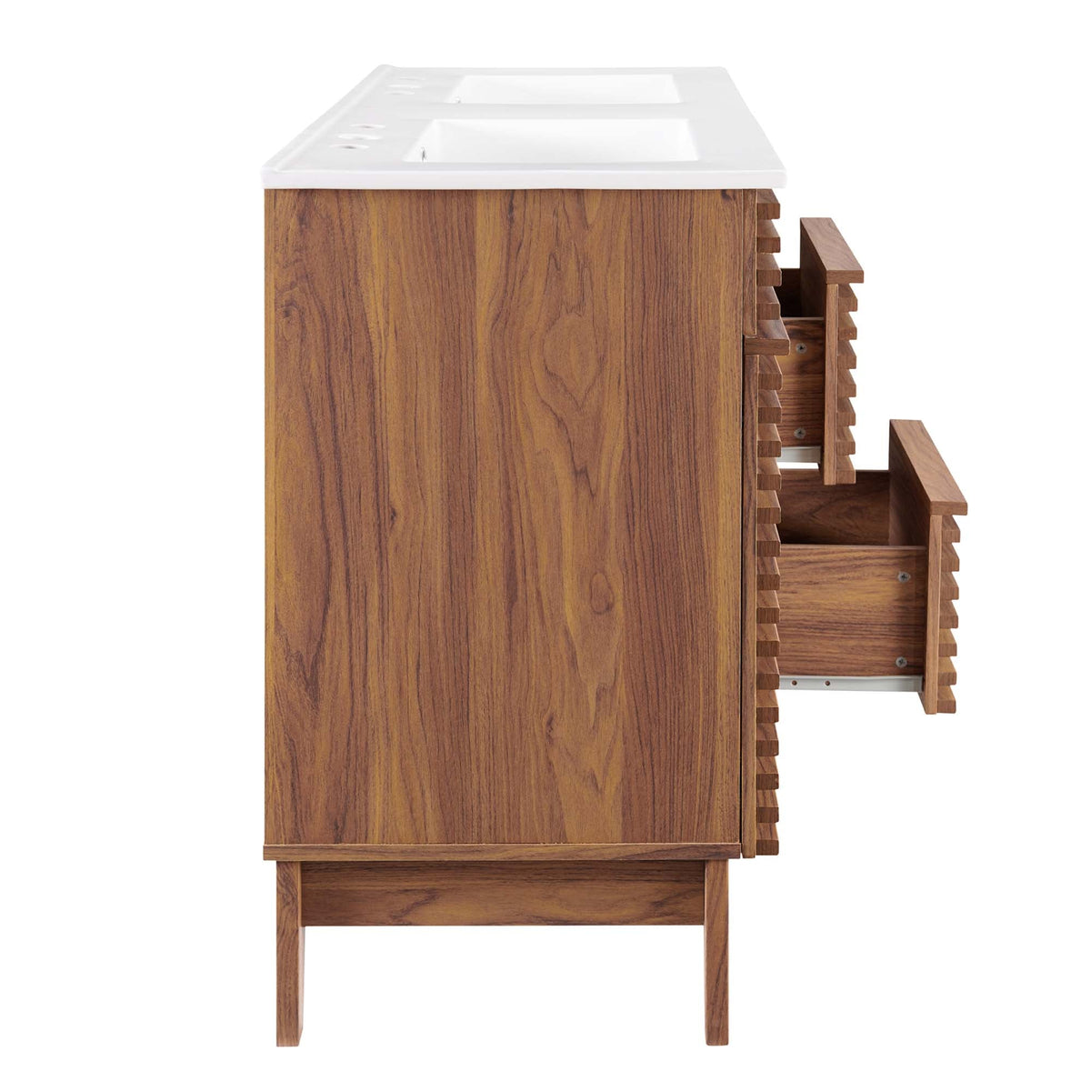 Render 48" Double Sink Bathroom Vanity by Modway - Walnut White