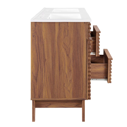 Render 48" Double Sink Bathroom Vanity by Modway - Walnut White