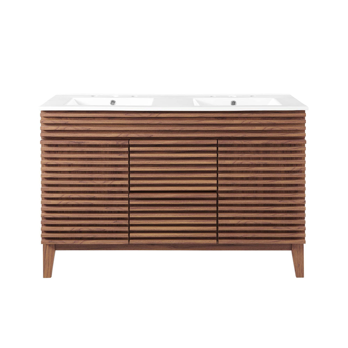Render 48" Double Sink Bathroom Vanity by Modway - Walnut White