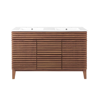 Render 48" Double Sink Bathroom Vanity by Modway - Walnut White