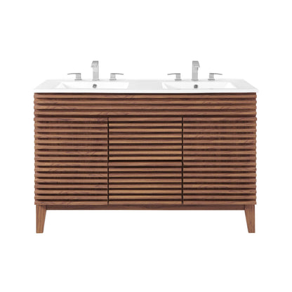 Render 48" Double Sink Bathroom Vanity by Modway - Walnut White