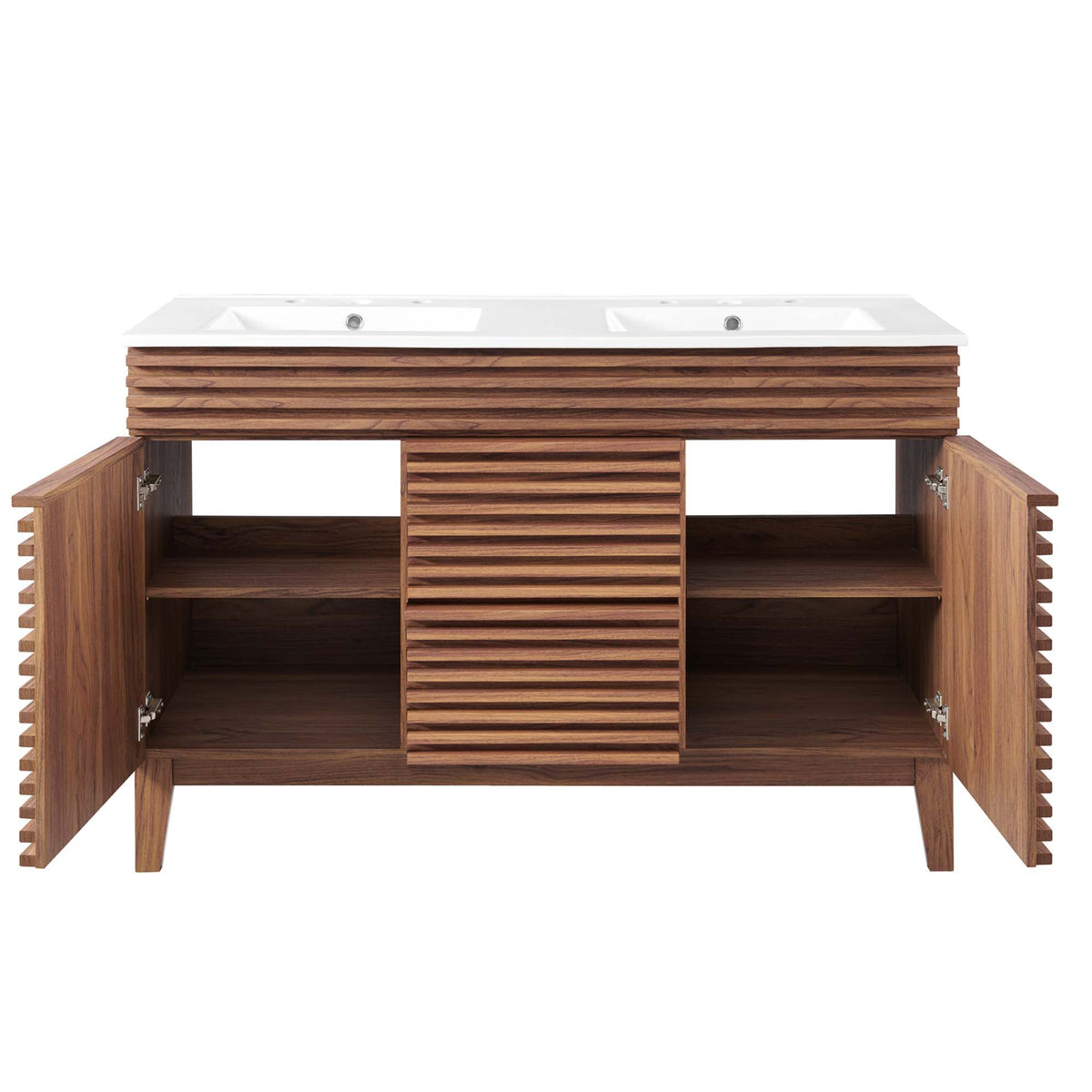 Render 48" Double Sink Bathroom Vanity by Modway - Walnut White