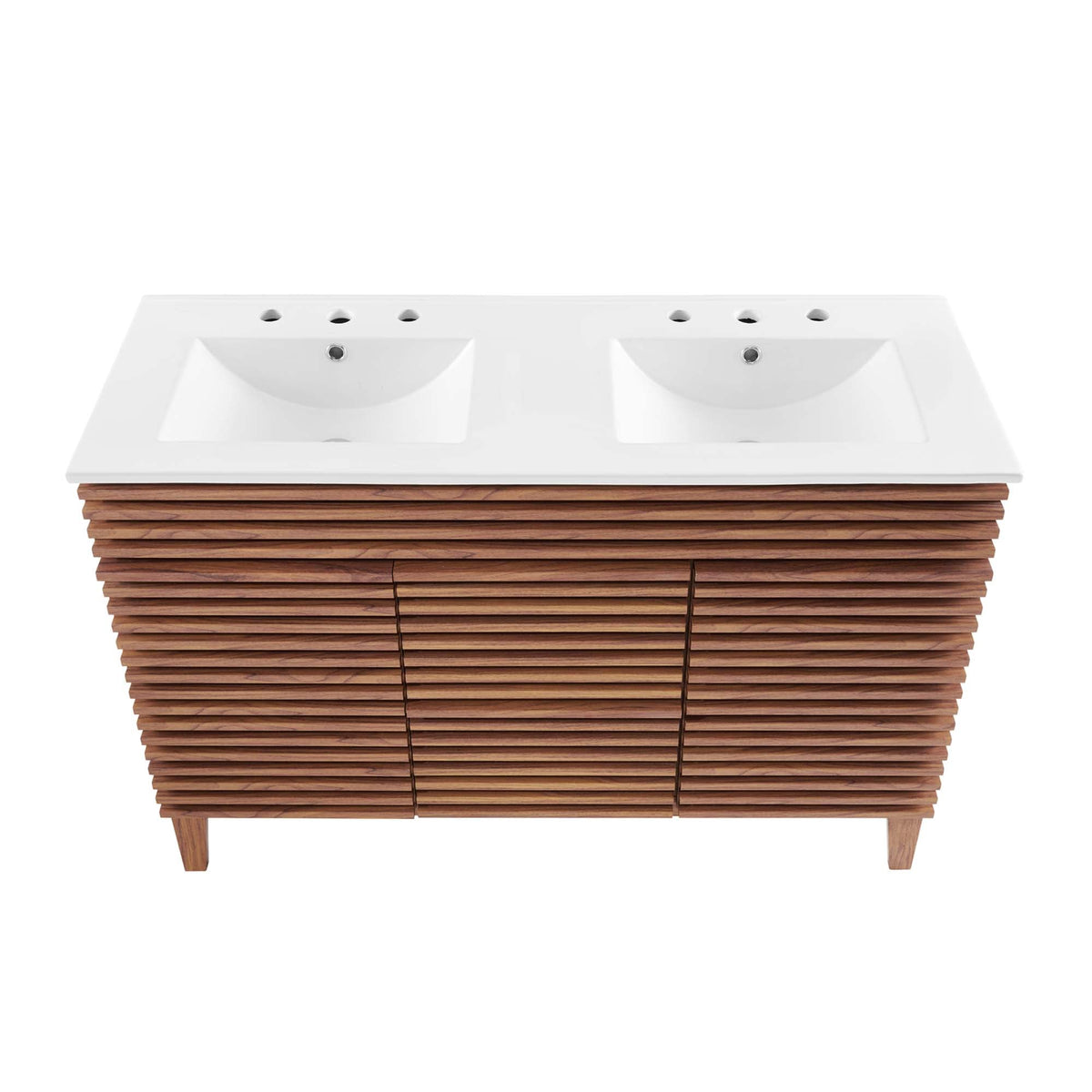 Render 48" Double Sink Bathroom Vanity by Modway - Walnut White