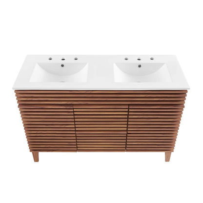 Render 48" Double Sink Bathroom Vanity by Modway - Walnut White