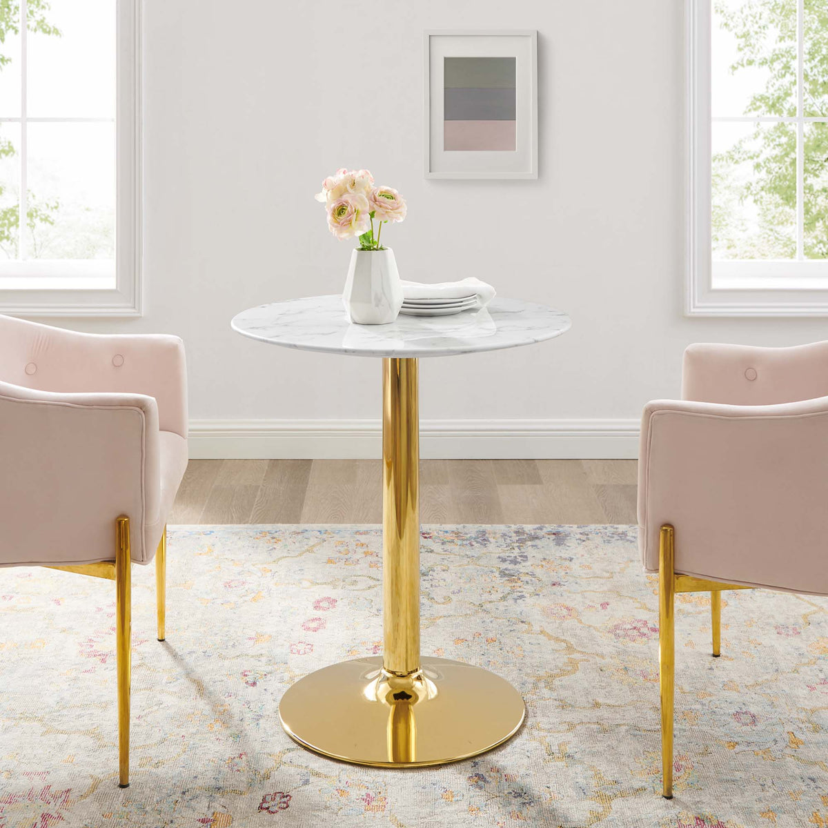 Verne 28" Artificial Marble Dining Table by Modway - EEI-4548