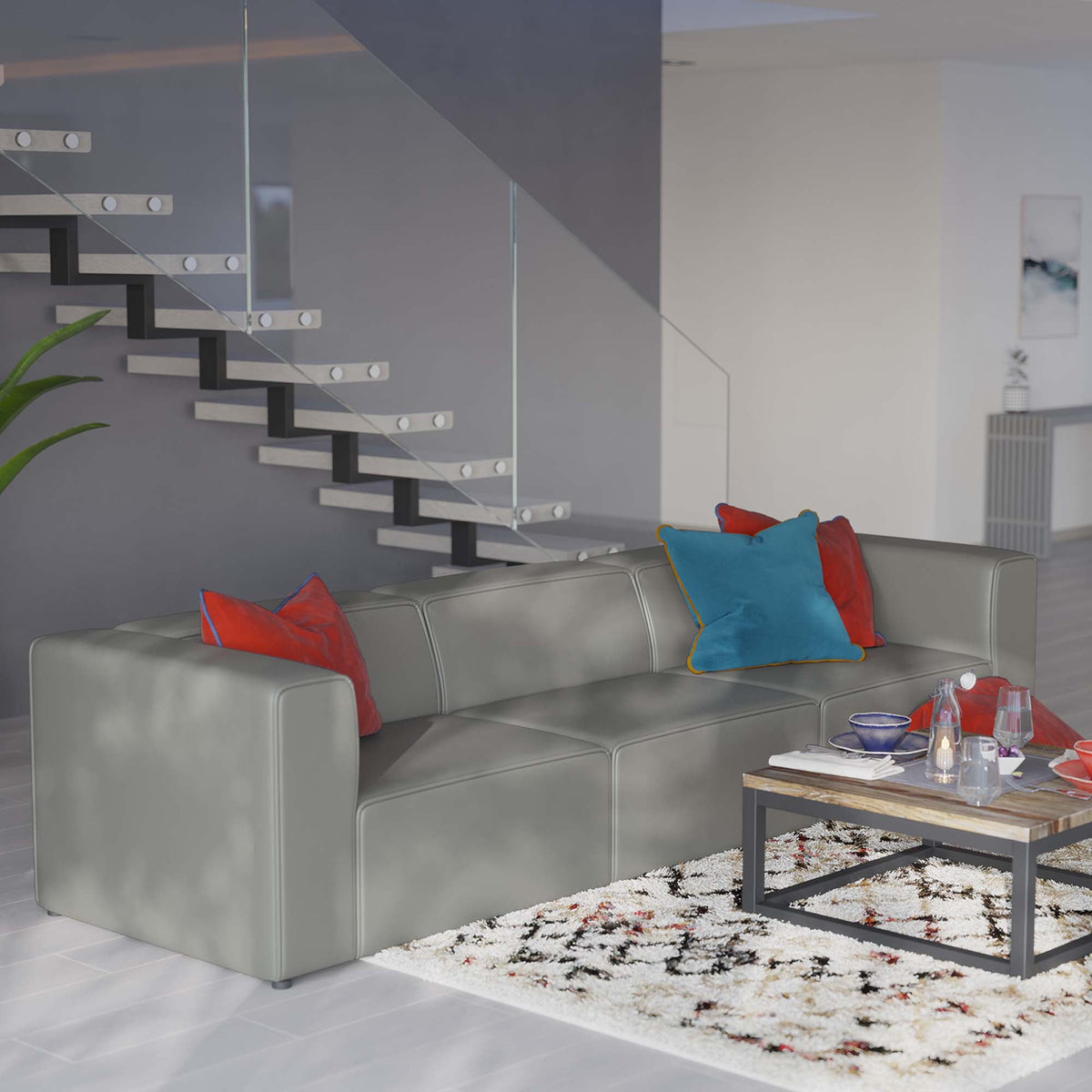 Mingle 3-Piece Vegan Leather Sectional Sofa by Modway