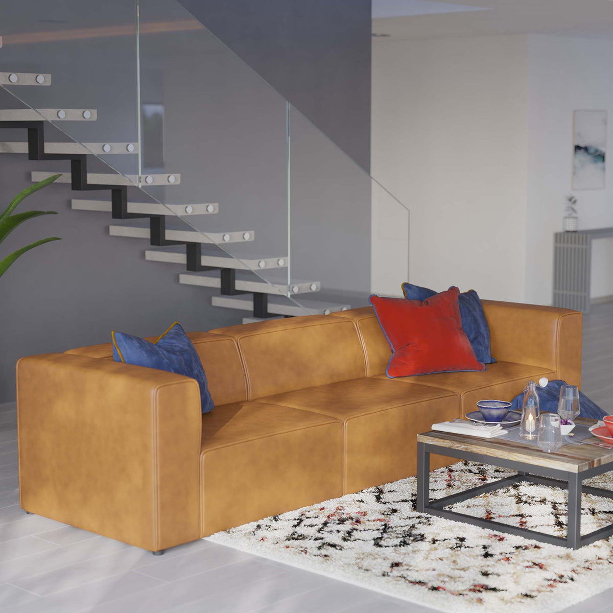 Mingle 3-Piece Vegan Leather Sectional Sofa by Modway