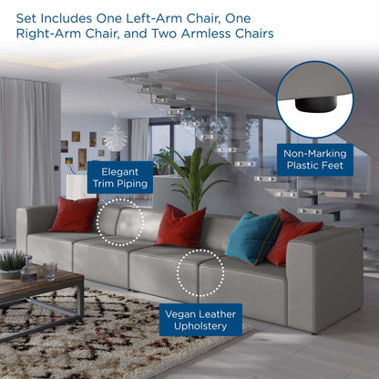 Mingle 4-Piece Vegan Leather Sectional Sofa by Modway