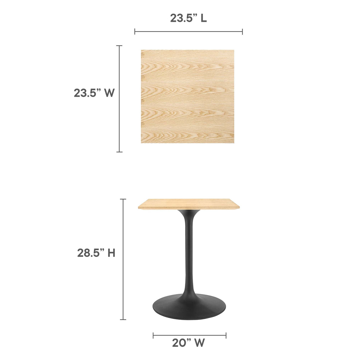 Lippa 24" Square Wood Dining Table by Modway - EEI-4864