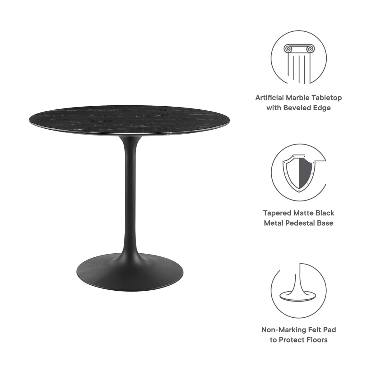 Lippa 36" Round Faux Marble Dining Table by Modway - EEI-4868