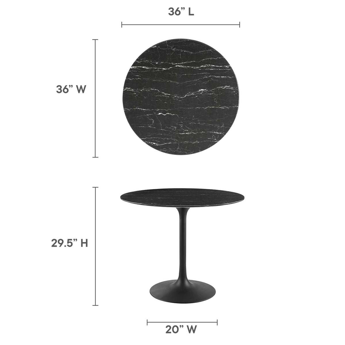 Lippa 36" Round Faux Marble Dining Table by Modway - EEI-4868