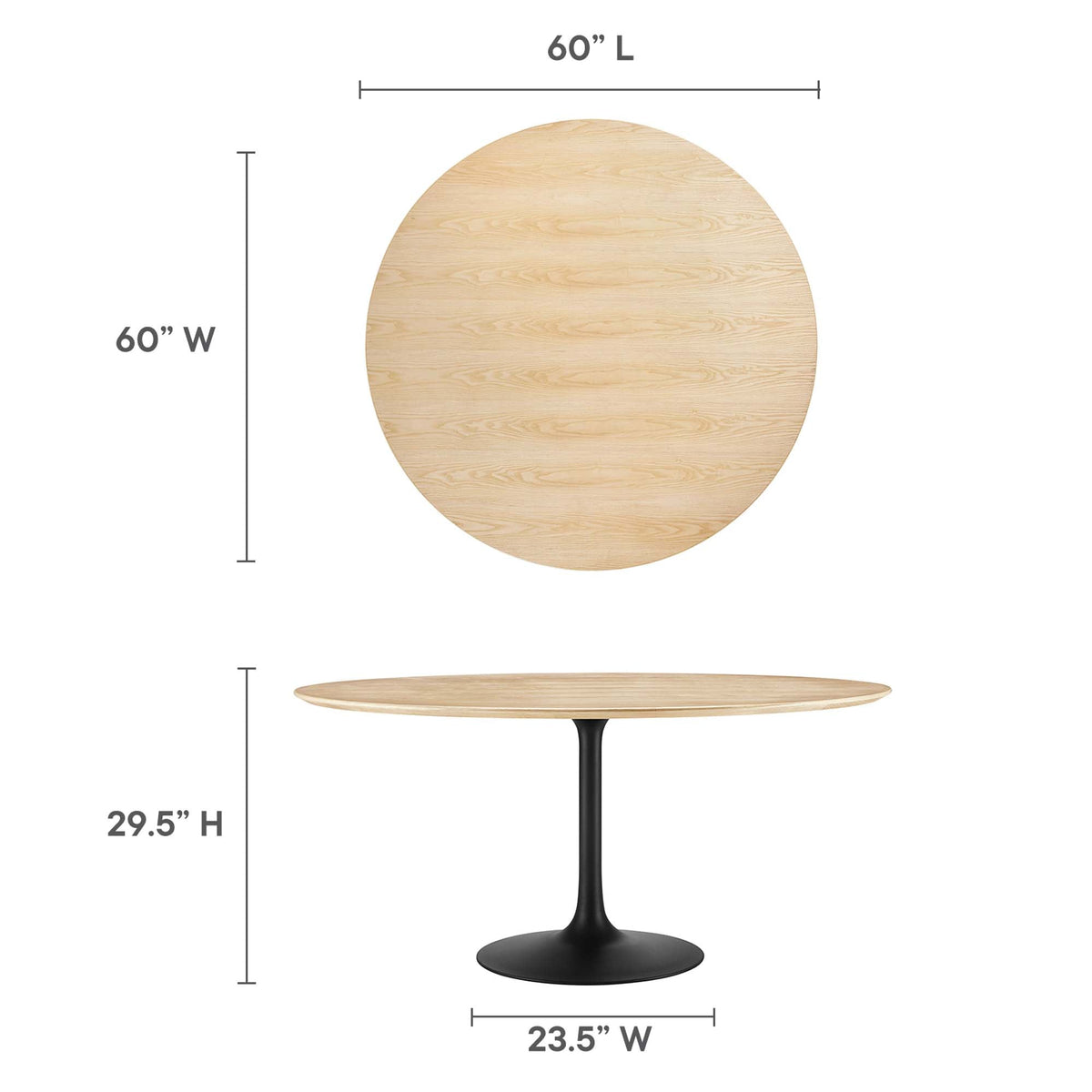 Lippa 60" Round Wood Dining Table by Modway - EEI-4873