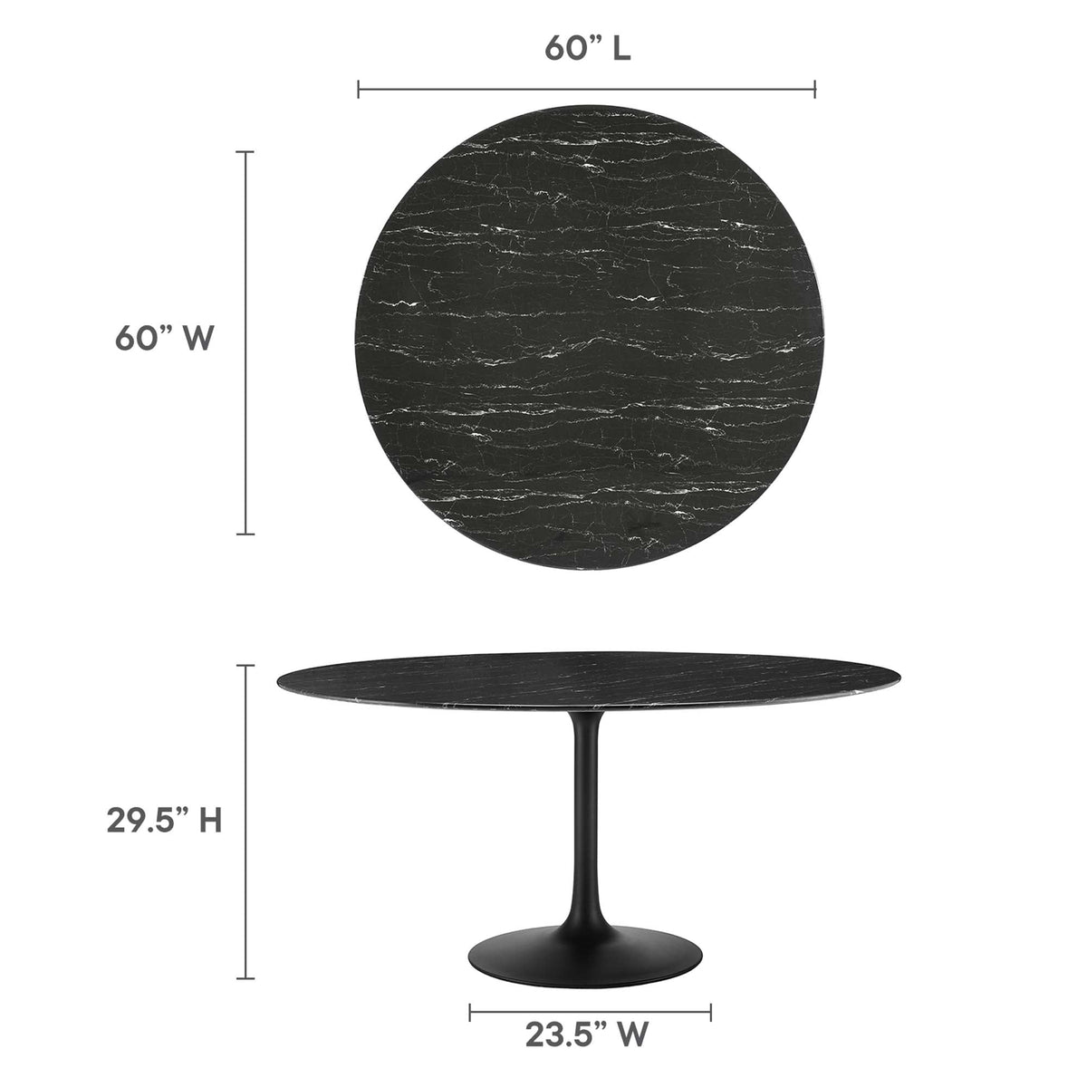 Lippa 60" Round Faux Marble Dining Table by Modway - EEI-4879