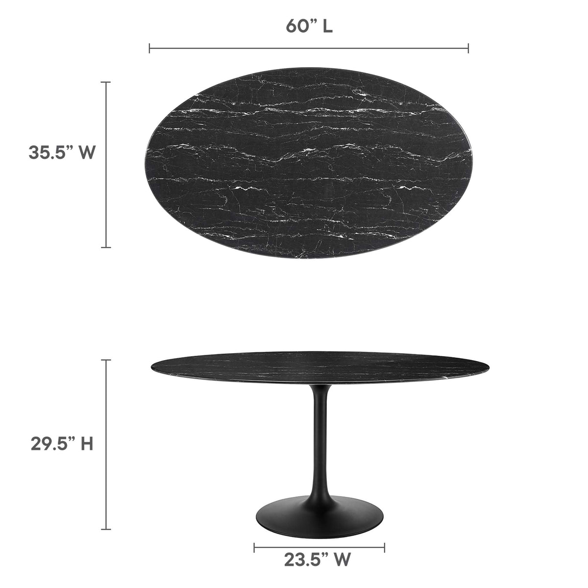 Lippa 60" Oval Faux Marble Dining Table by Modway - EEI-4881