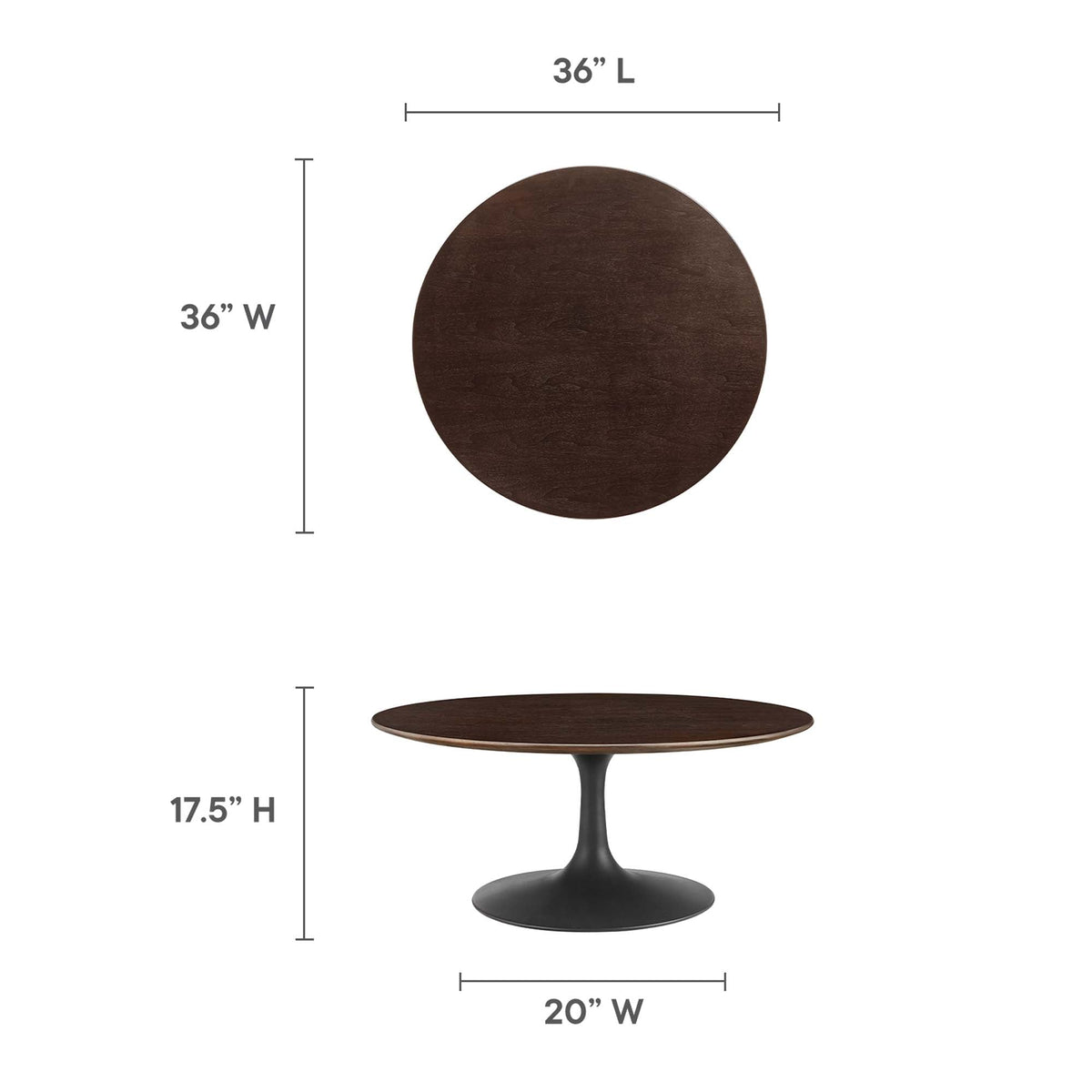 Lippa 36" Round Wood Coffee Table by Modway - EEI-4882