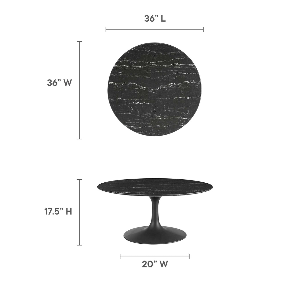 Lippa 36" Round Faux Marble Coffee Table by Modway - EEI-4884