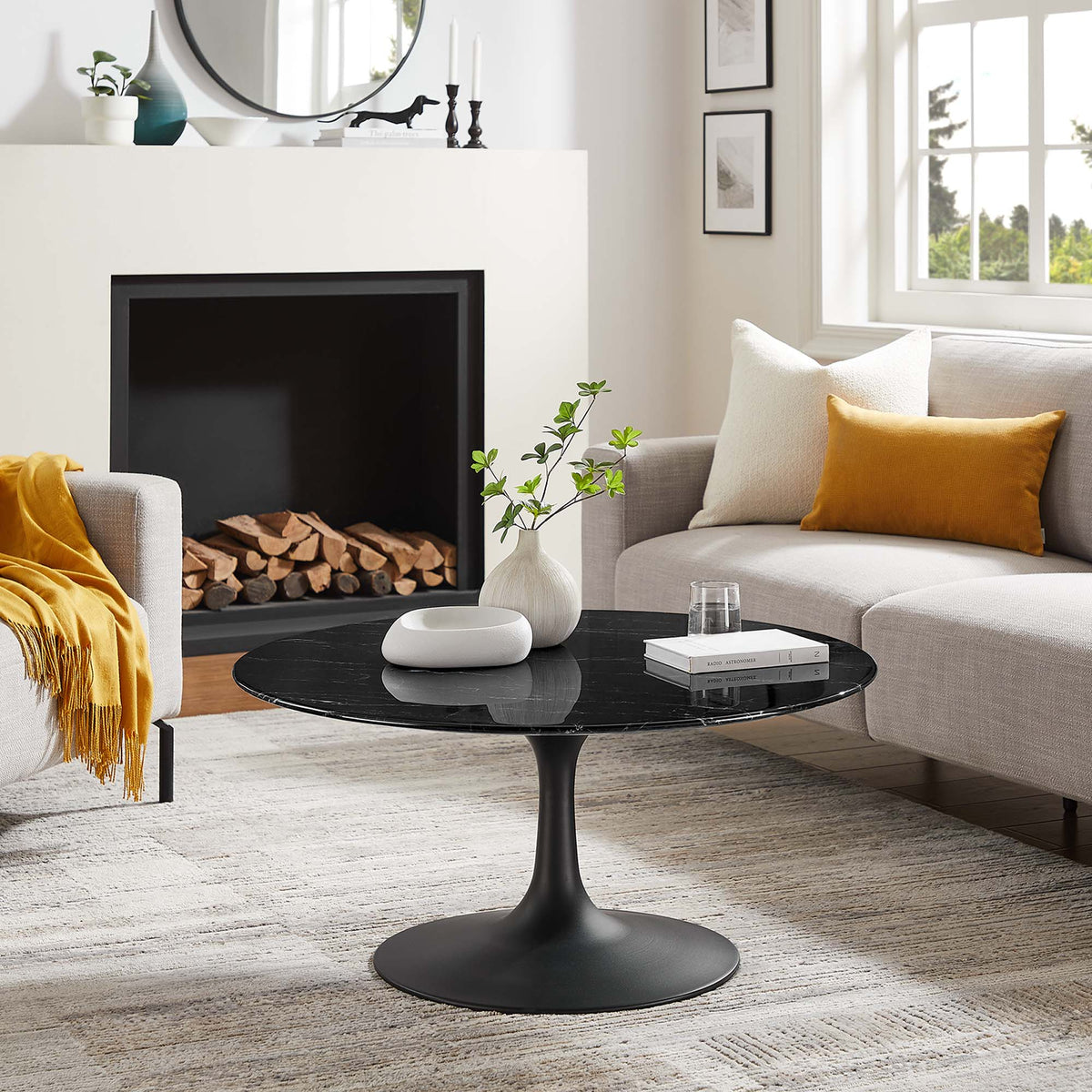 Lippa 36" Round Faux Marble Coffee Table by Modway - EEI-4884