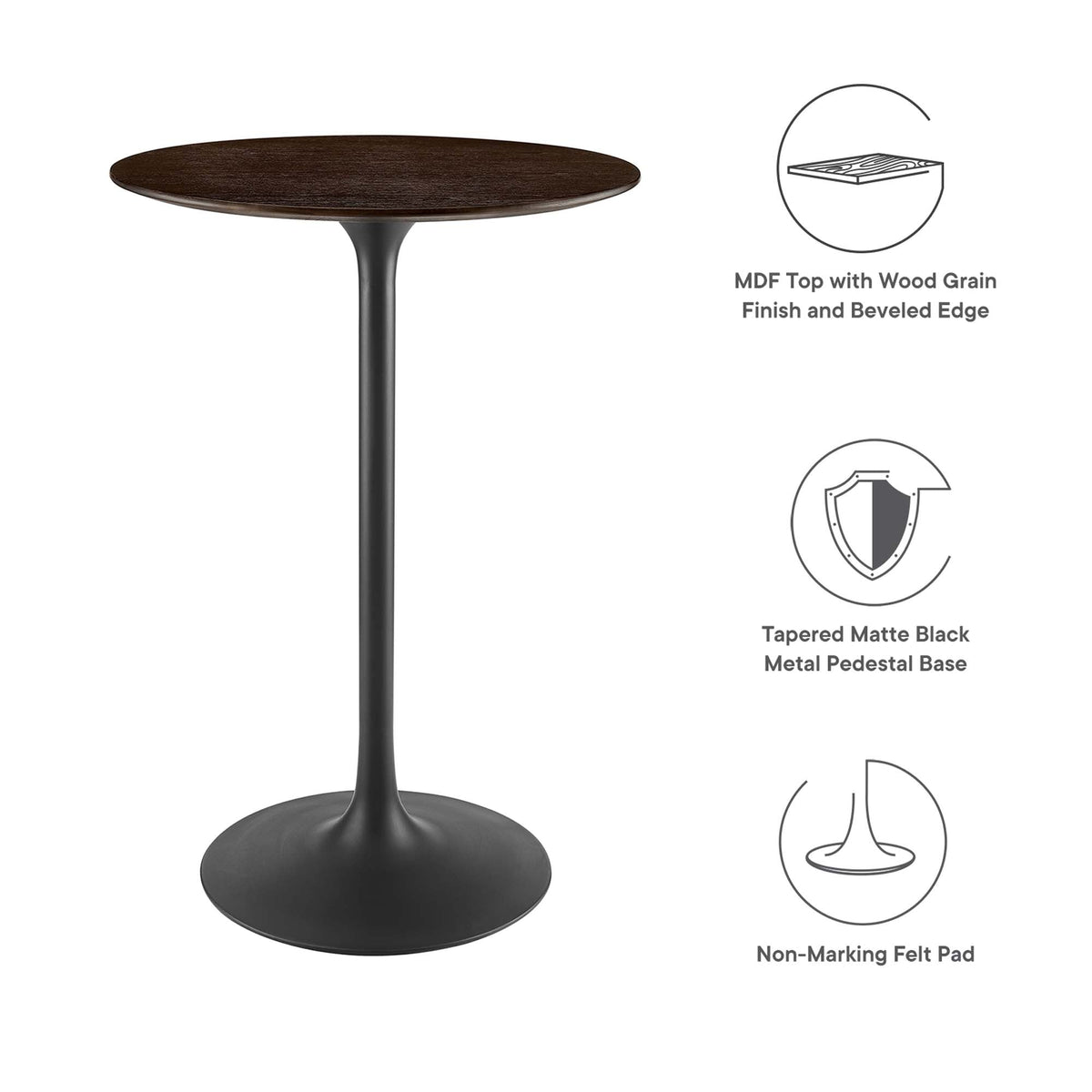 Lippa 28" Round Wood Bar Table by Modway - EEI-4890