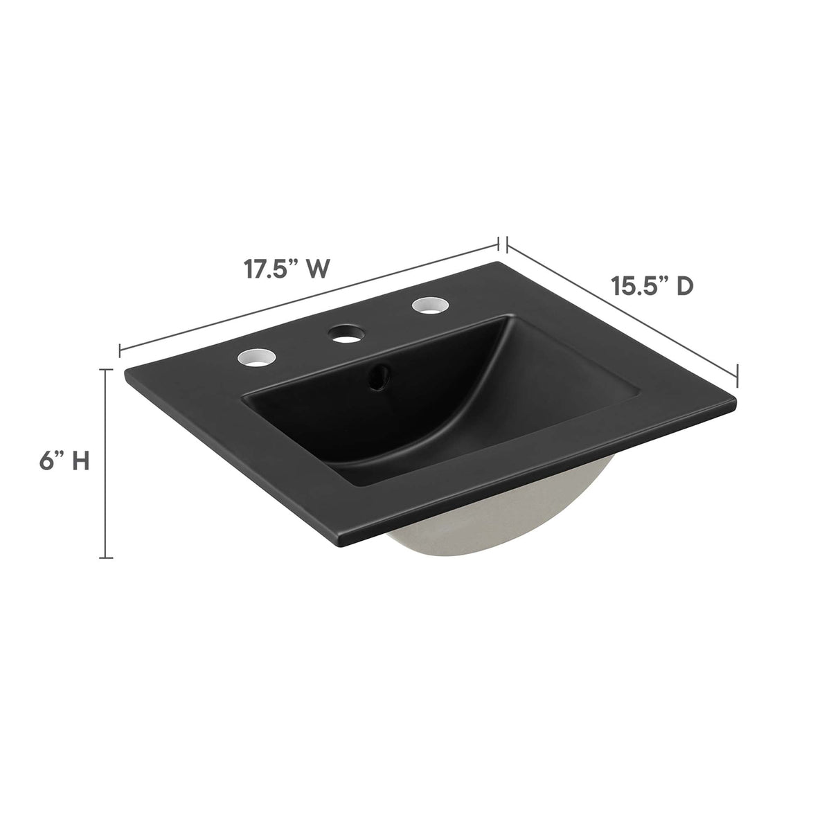 Cayman 18" Bathroom Sink by Modway - Black