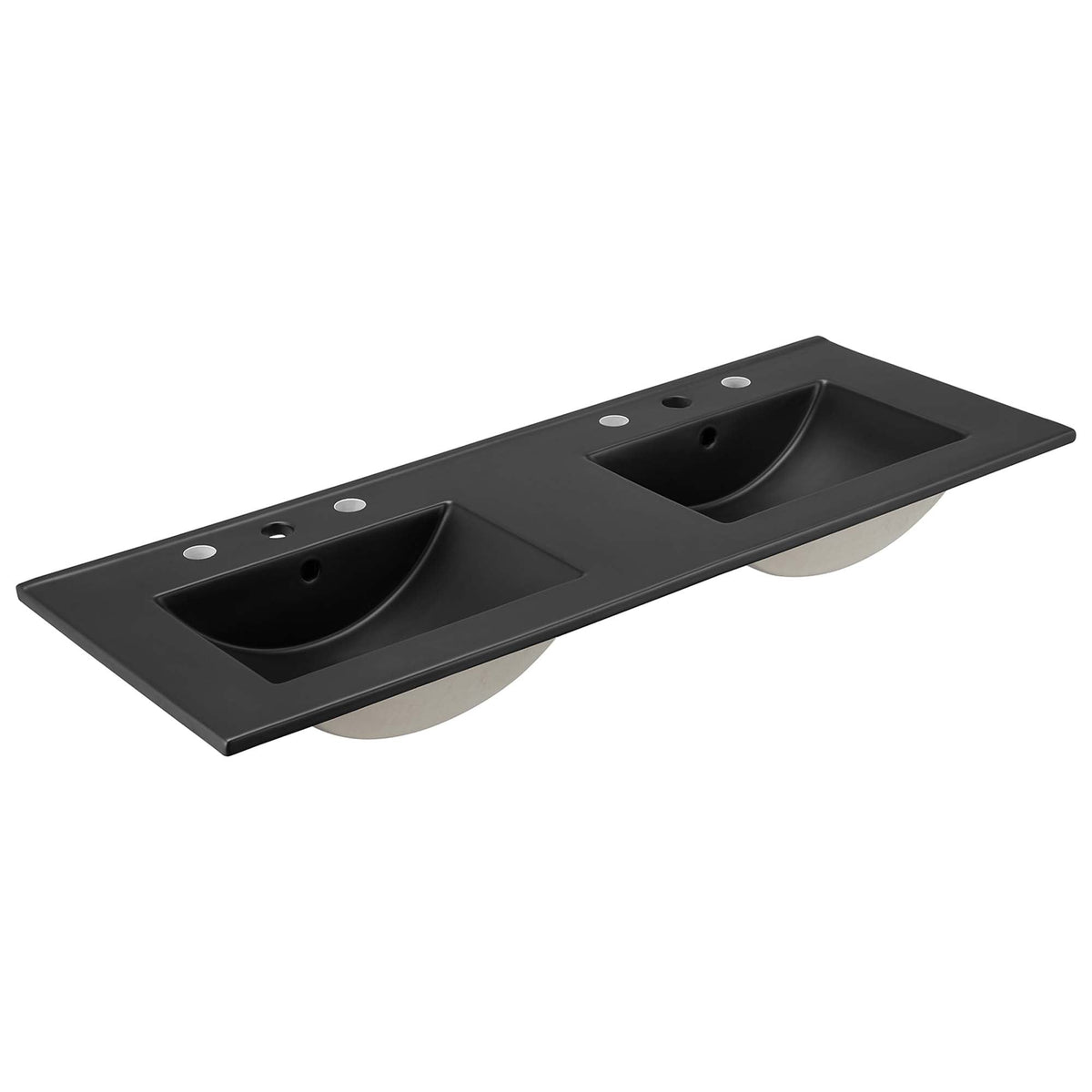 Cayman 48" Double Basin Bathroom Sink by Modway - Black