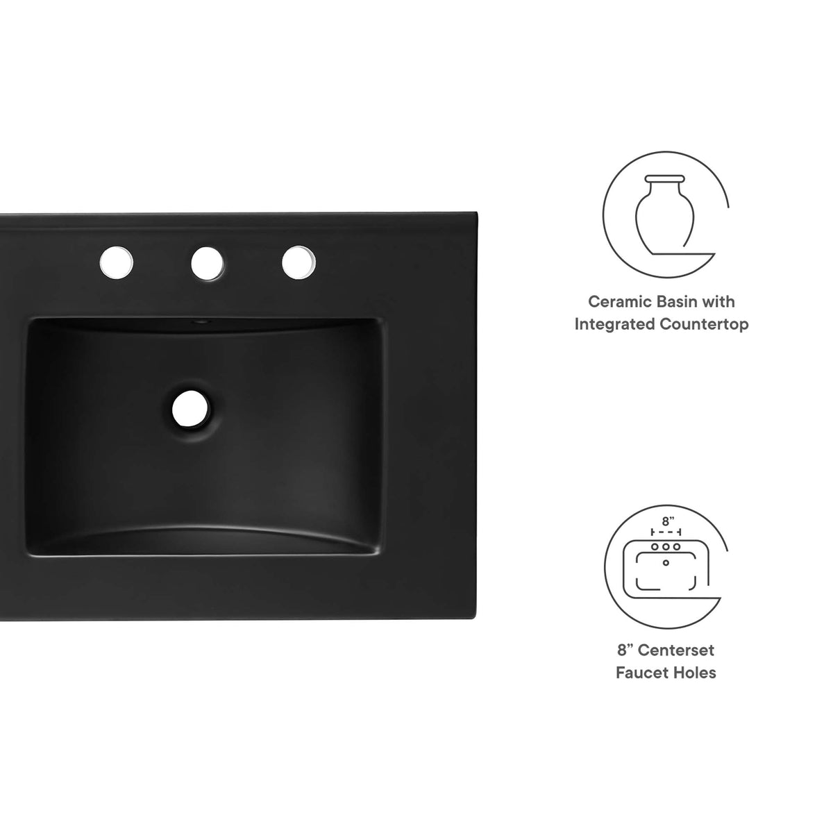 Cayman 48" Double Basin Bathroom Sink by Modway - Black