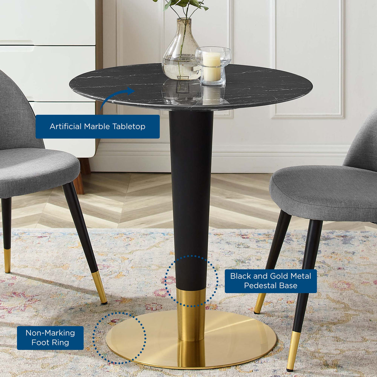 Zinque 28" Artificial Marble Dining Table by Modway - EEI-5131