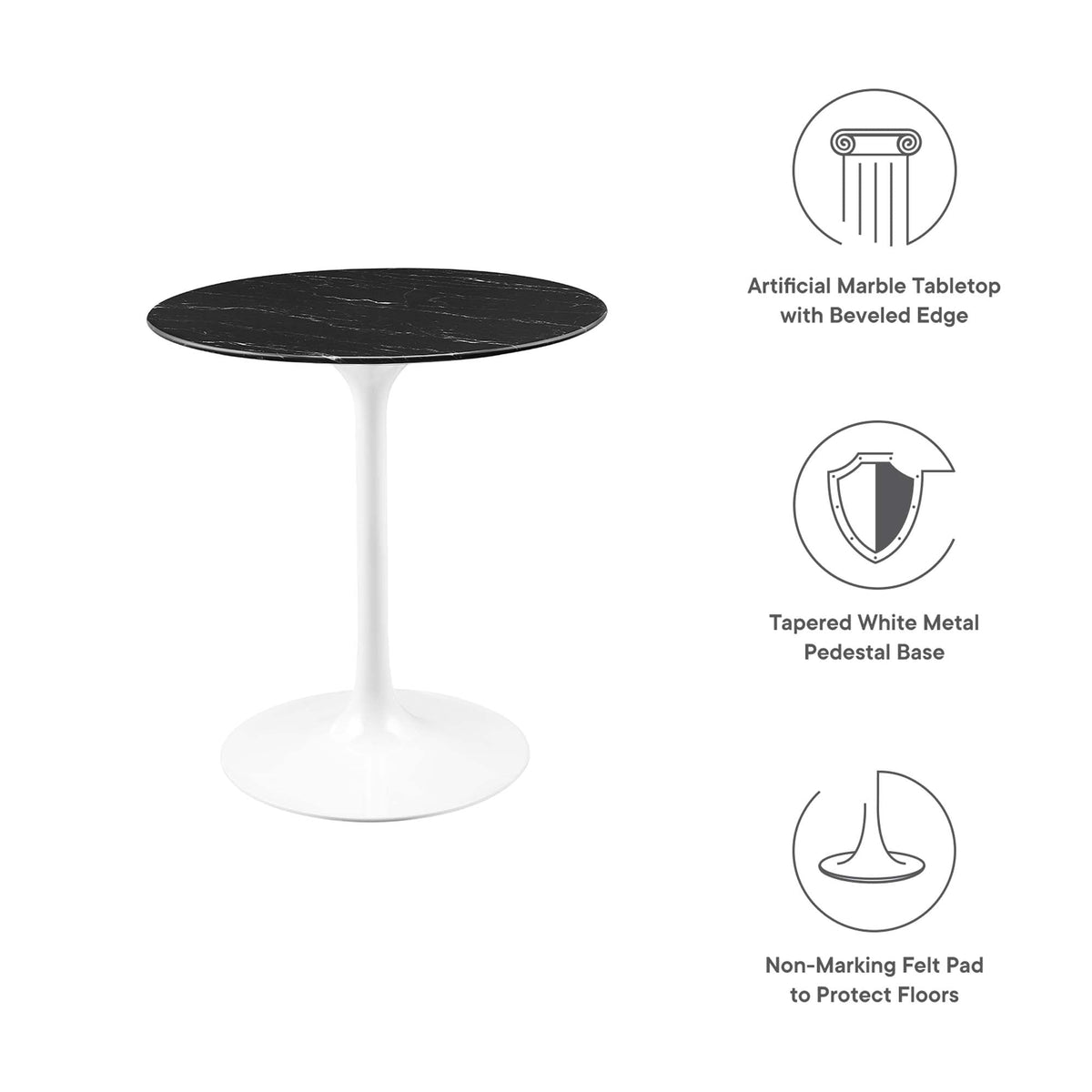 Lippa 28" Round Faux Marble Dining Table by Modway - EEI-5167