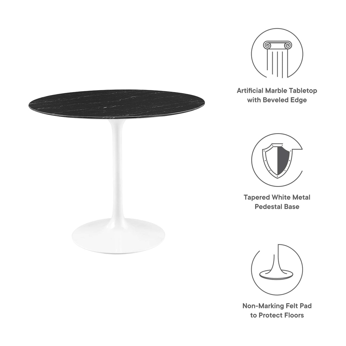 Lippa 36" Round Faux Marble Dining Table by Modway - EEI-5168