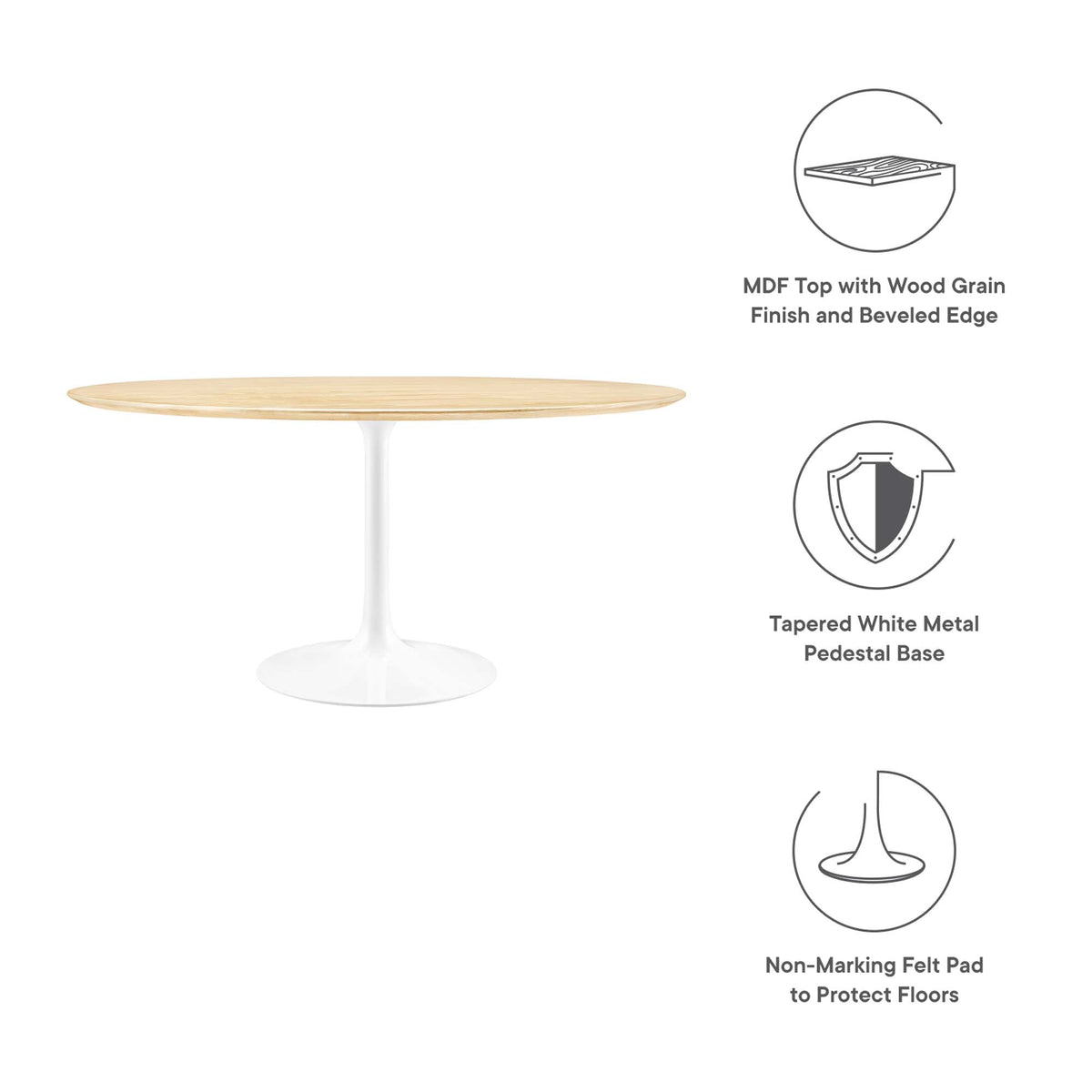 Lippa 60" Round Wood Dining Table by Modway - EEI-5176