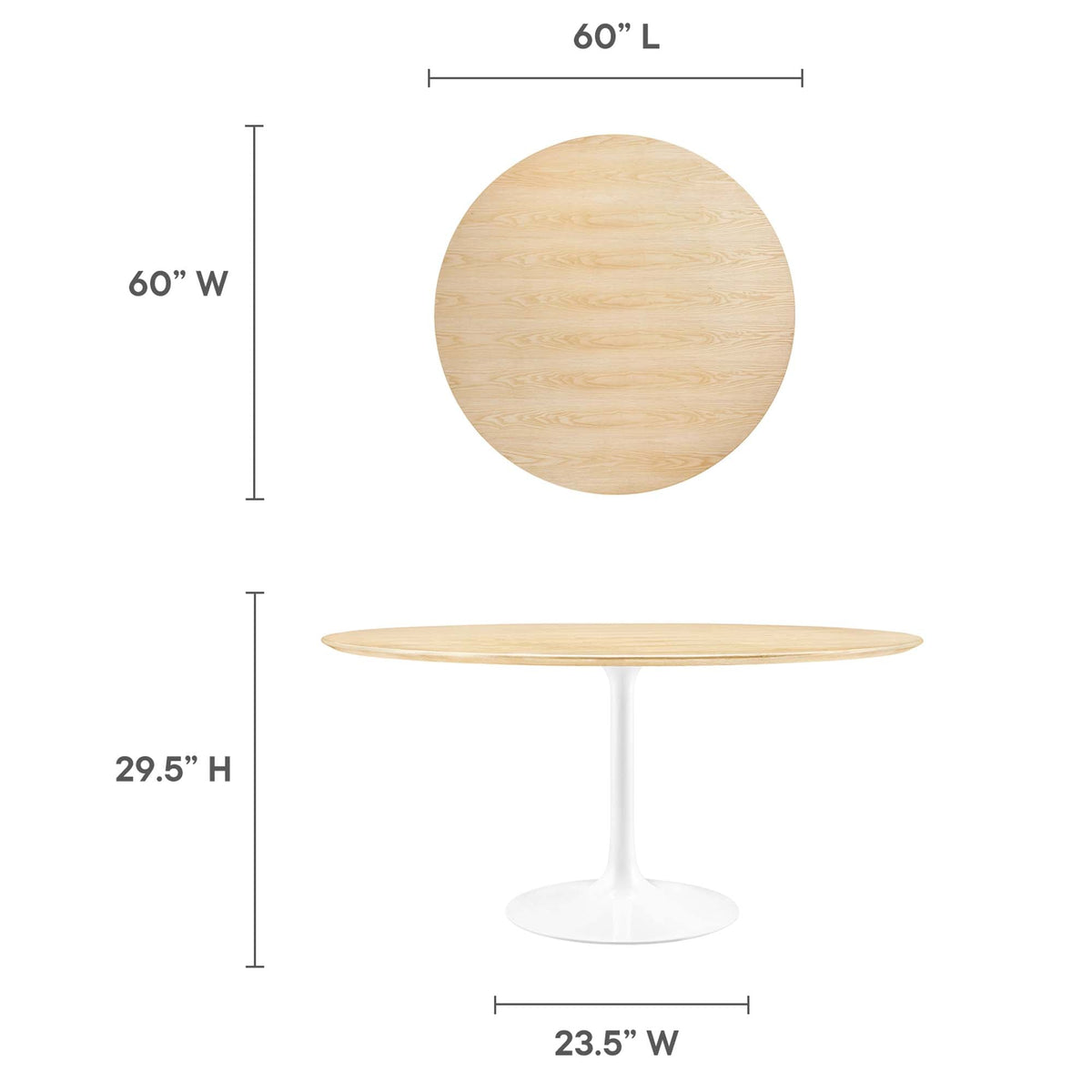 Lippa 60" Round Wood Dining Table by Modway - EEI-5176