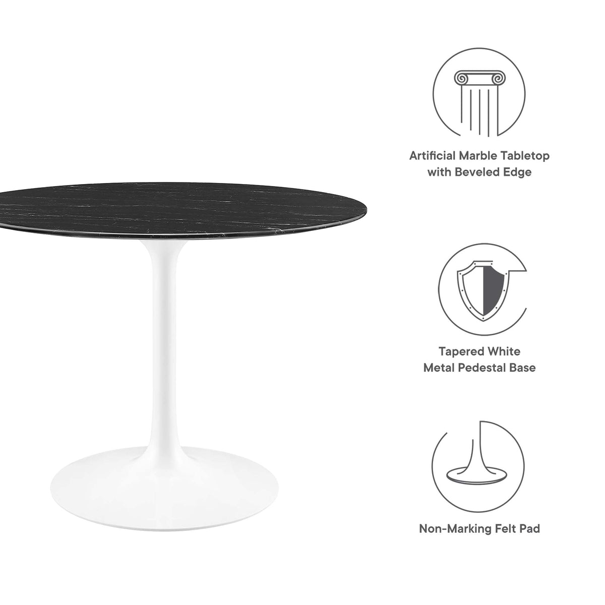 Lippa 40" Round Faux Marble Dining Table by Modway - EEI-5181