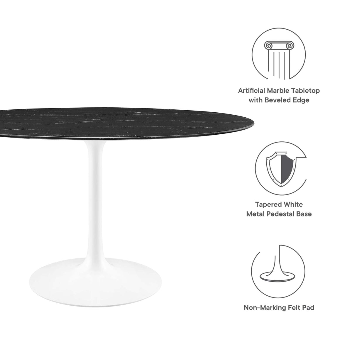 Lippa 54" Oval Faux Marble Dining Table by Modway - EEI-5185