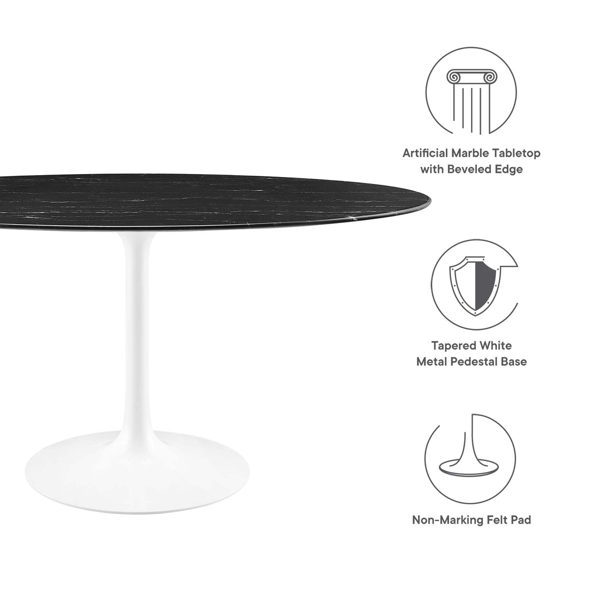 Lippa 60" Oval Faux Marble Dining Table by Modway - EEI-5186