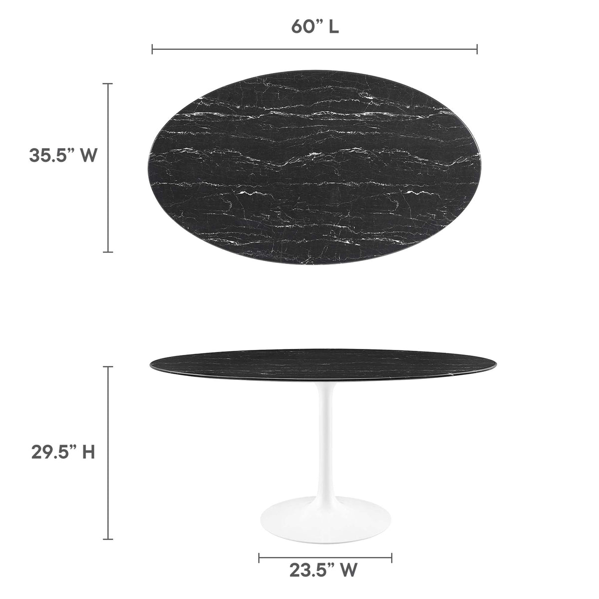 Lippa 60" Oval Faux Marble Dining Table by Modway - EEI-5186