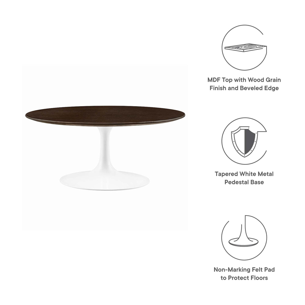 Lippa 36" Round Wood Coffee Table by Modway - EEI-5187