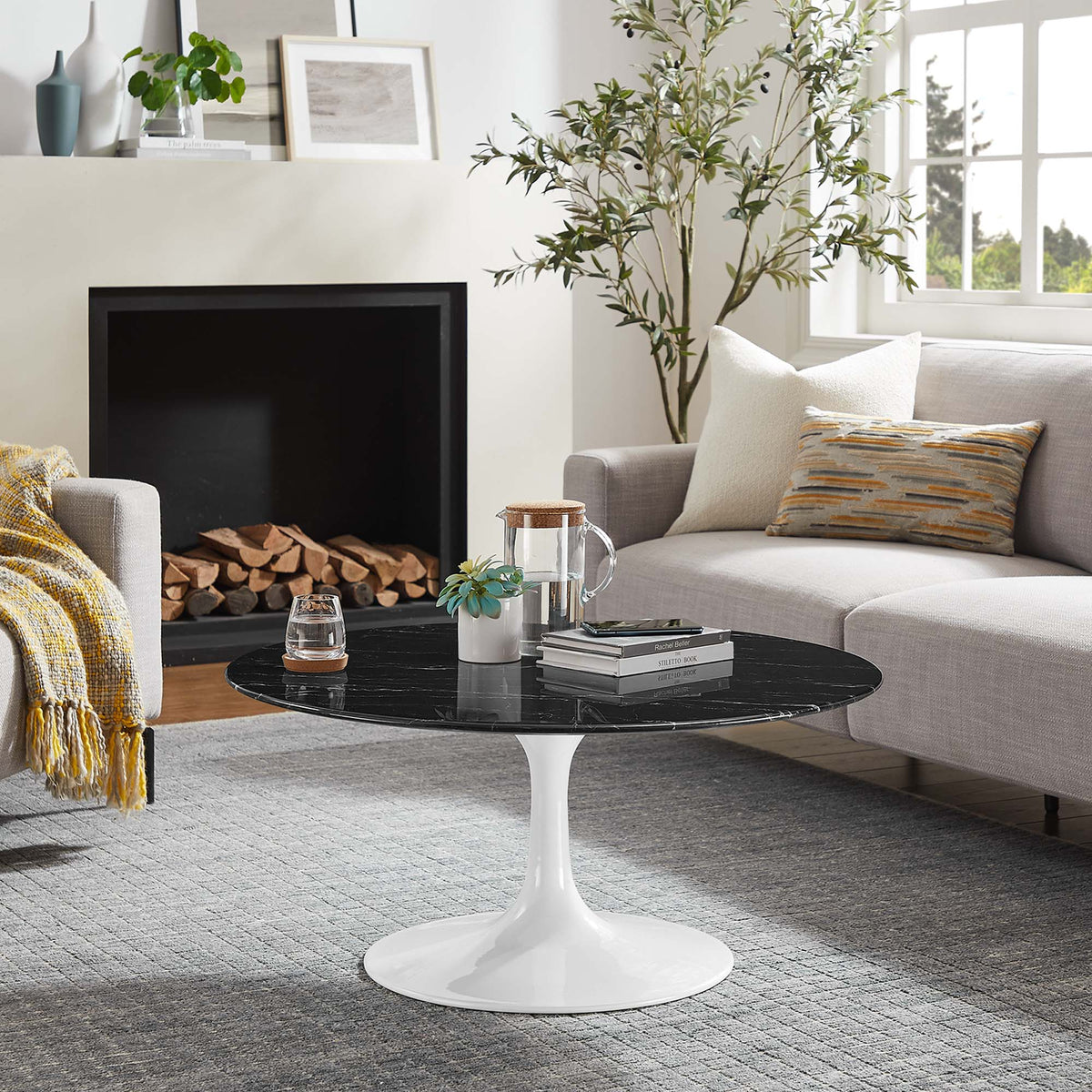 Lippa 36" Round Faux Marble Coffee Table by Modway - EEI-5191