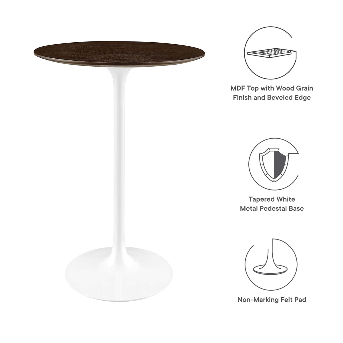 Lippa 28" Round Wood Bar Table by Modway - EEI-5199